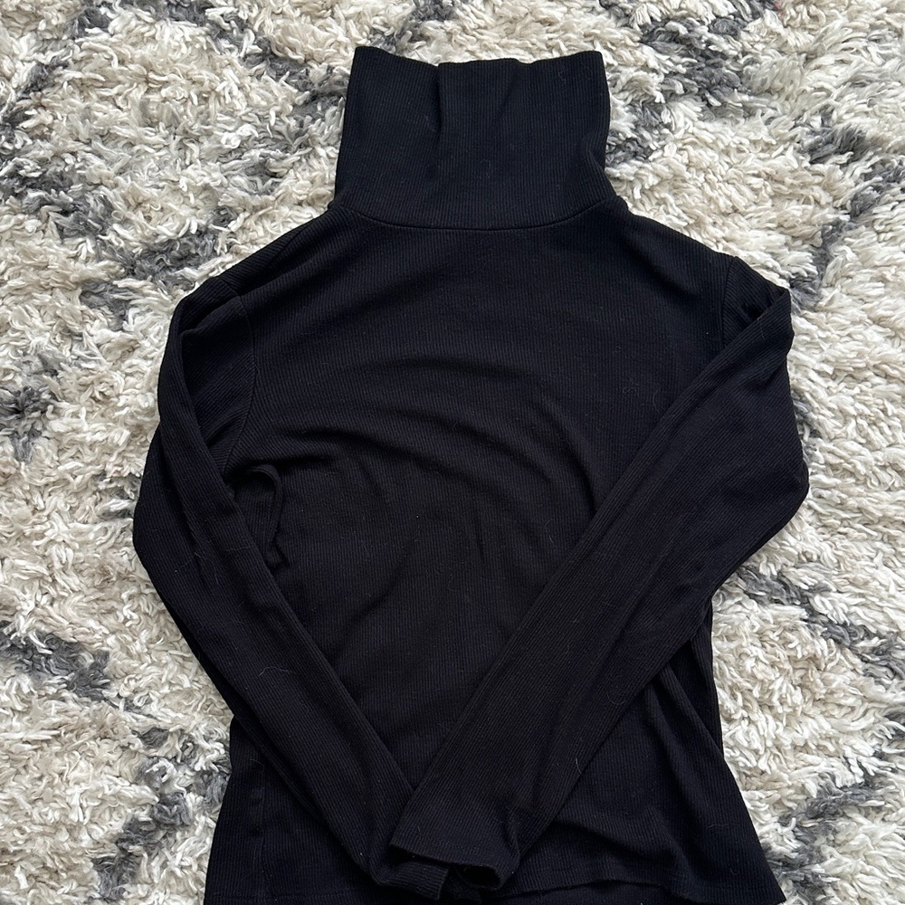 Three Dots Black Long Sleeve Turtleneck